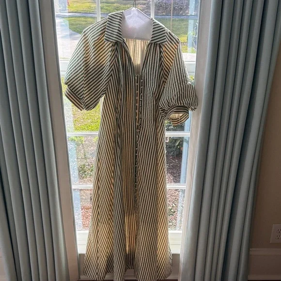 THML Striped Maxi Dress in White and Black - Picture 1 of 2